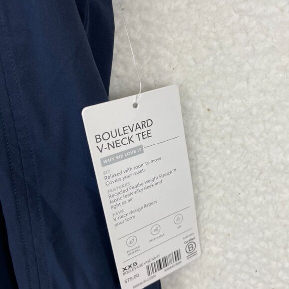 Athleta Women's Boulevard V-Neck Tee Blue Navy Size XXS NWT - Picture 4 of 9